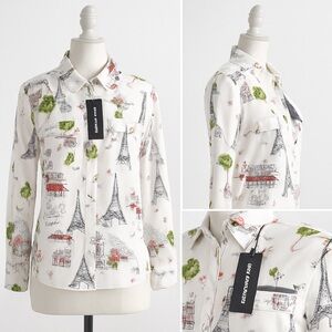 Karl Lagerfeld Parisian Print Button Down Shirt